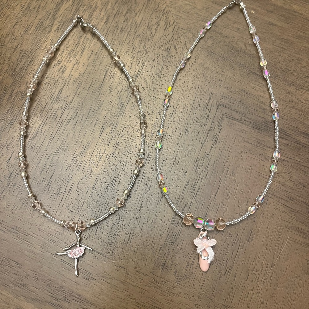 Elegant Beaded Necklaces with Ballet Charms